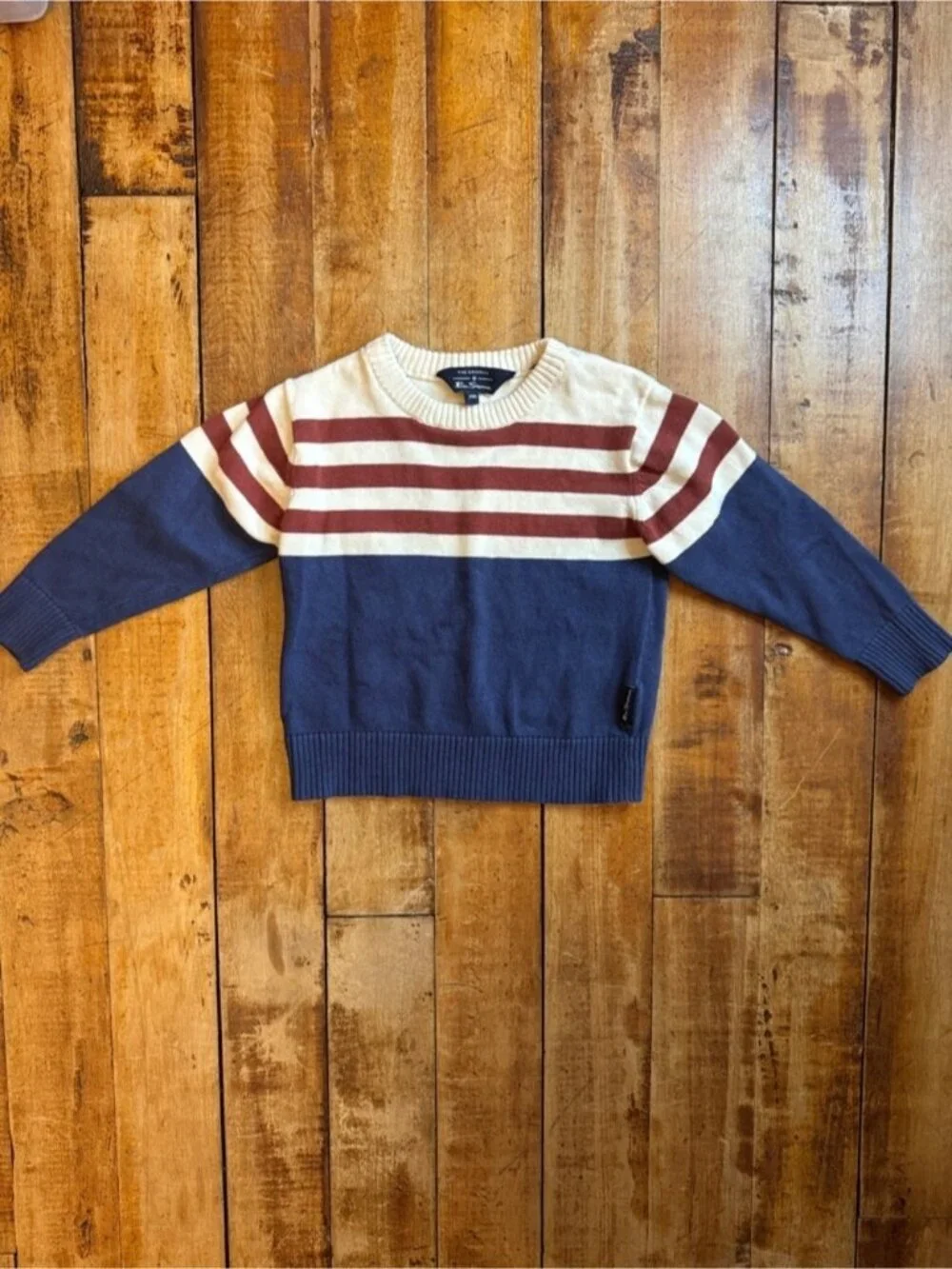 Ben Sherman 24 months Crewneck Sweater in Navy Cream Burgundy cotton